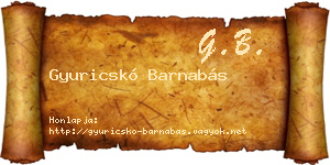 Gyuricskó Barnabás névjegykártya